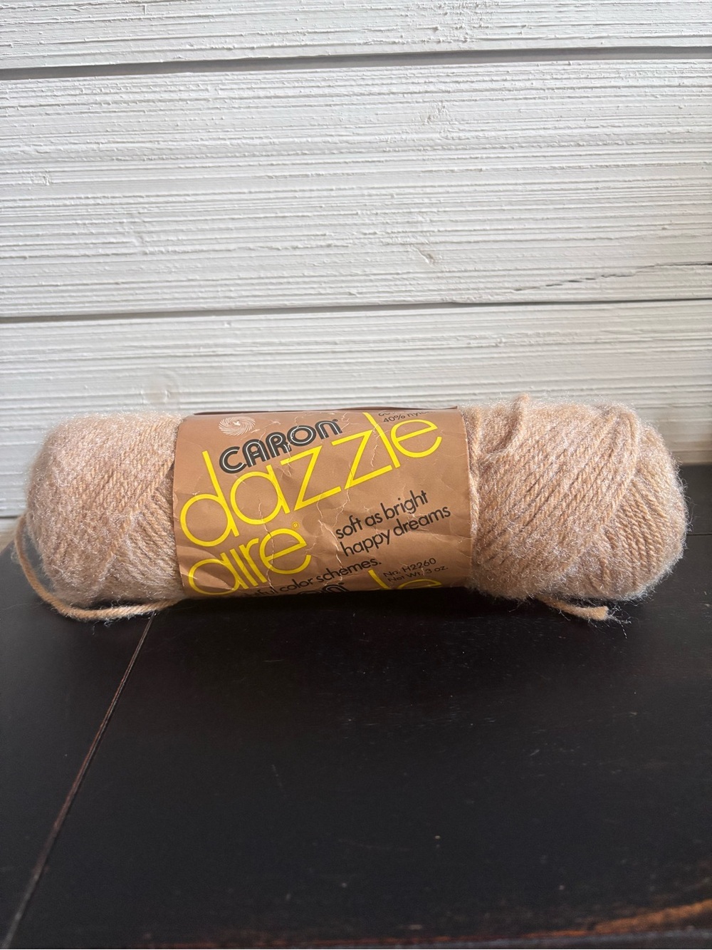 Vintage Caron Dazzle Aire Yarn Skein #2823 Wheat 4 Ply Crochet Craft